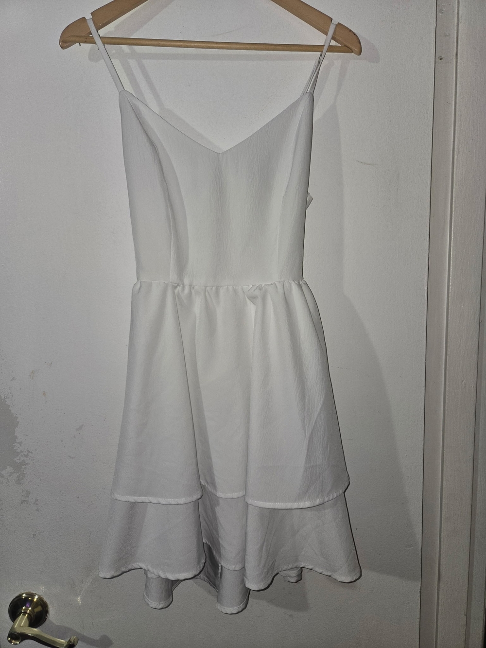 White Spaghetti Strap Tiered Dress